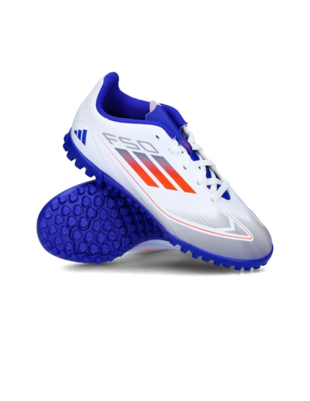 Adidas F50 Club TF J Blanco Azul Adidas F50 Club TF J Blanco Azul